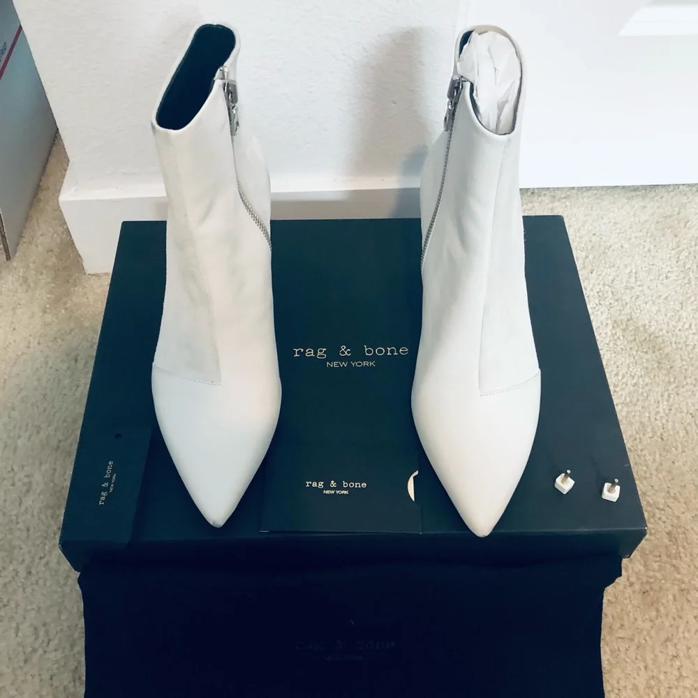 Rag & Bone Beha White Suede Leather Stiletto Ankle Boot. NIB. Sz 37.5 (7.5) - Picture 3 of 15